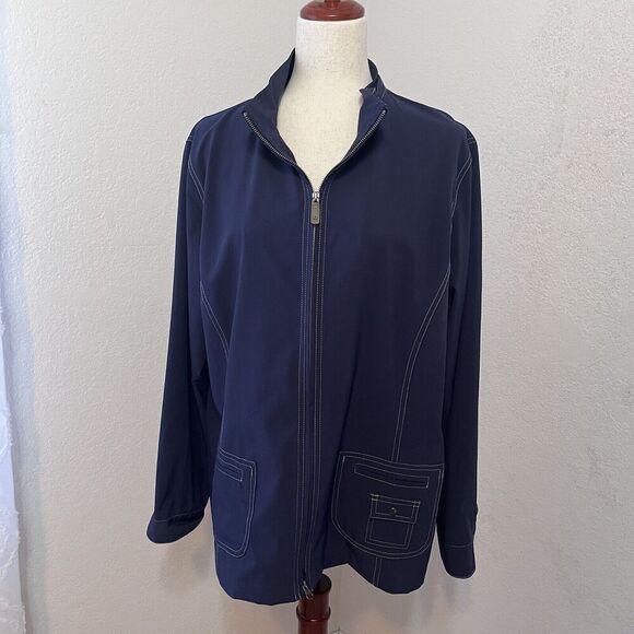 Chico’s Zenergy Full Zip Jacket Size 3 (XL) Blue Lightweight Windbreaker Stretch - Picture 2 of 11